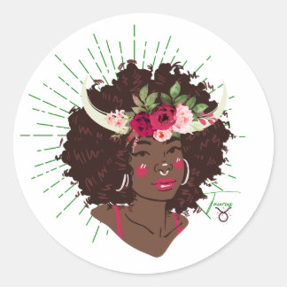 Sticker Rond Black Girl Zodiac Magie