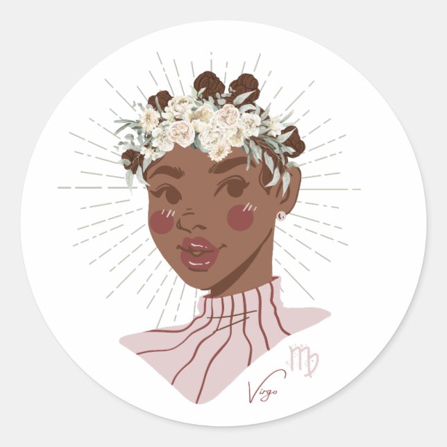 Sticker Rond Black Girl Zodiac Magie : Virgo (Devant)
