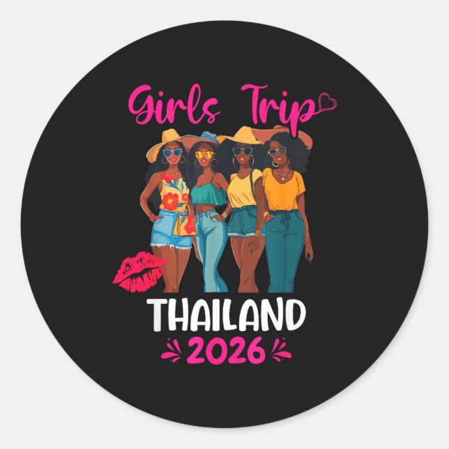 Sticker Rond Black Girls Trip Thailand 2026 Vacation Matching  (Devant)