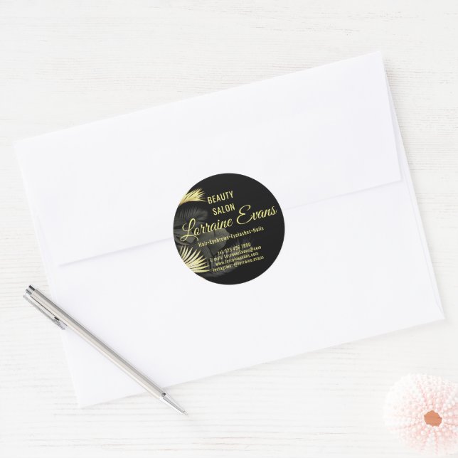 Sticker Rond Black Gold Elegant (Enveloppe)