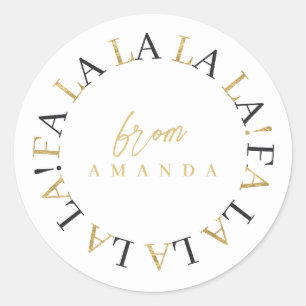 Sticker Rond Black Gold Fa Noël La La ID1009