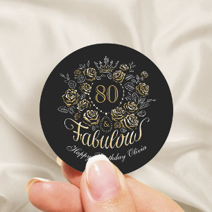 Sticker Rond Black Gold Félicitations et Bières Anniversaire To