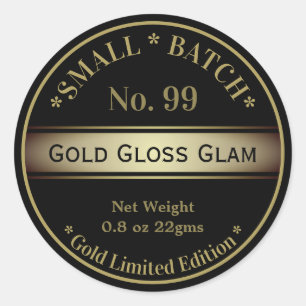 Sticker Rond Black Gold Glam Gloss Lip Balm produit de beauté