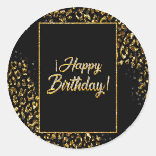 Sticker Rond Black Gold & Jewel Leopard