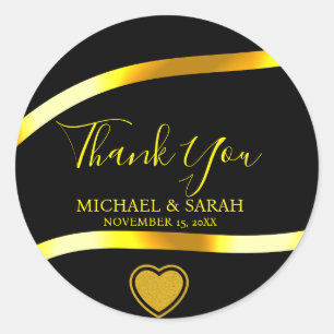 Sticker Rond Black Gold Modern Simple 25e anniversaire Mariage