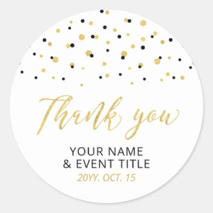 Sticker Rond Black & Gold   Moderne remerciement pour un annive