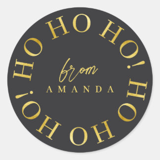 Sticker Rond Black Gold Noël Ho Ho Ho ID1009