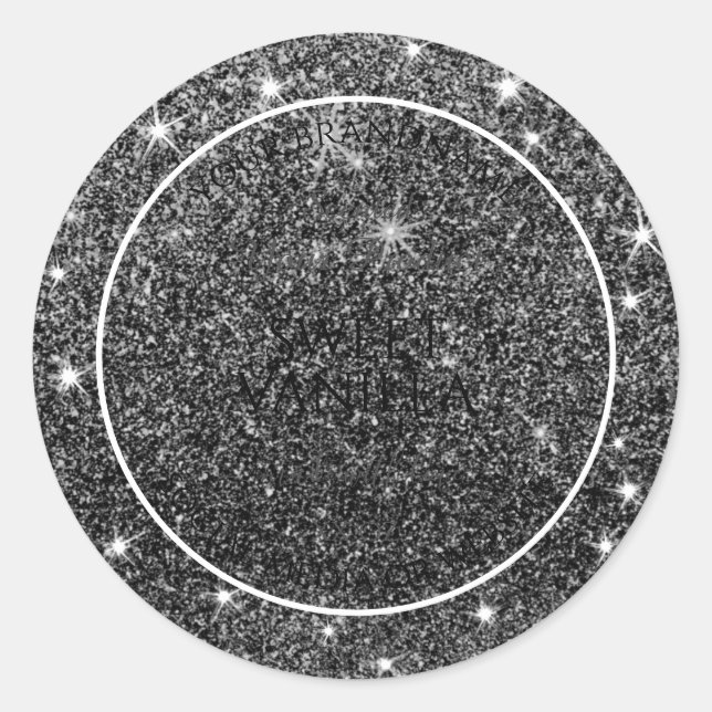 Sticker Rond Black Gold Sparkle Parties scintillant d'argent Ét (Devant)