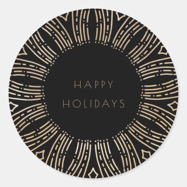 Sticker Rond Black & Gold sunburframe art déco Vacances (Devant)