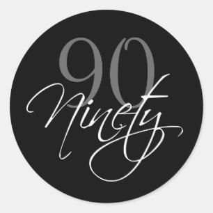 Sticker Rond Black Grey Blanc 90e anniversaire