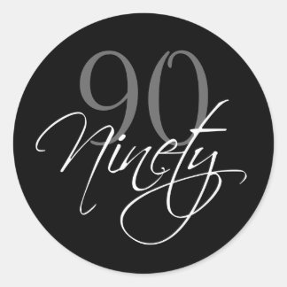 Sticker Rond Black Grey Blanc 90e anniversaire