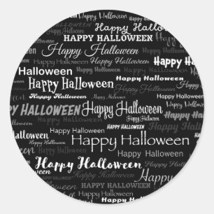 Sticker Rond Black Happy Halloween Typographie moderne