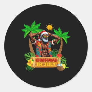 Sticker Rond Black Hawaiian Père Noël Sungles Noël En Juillet S