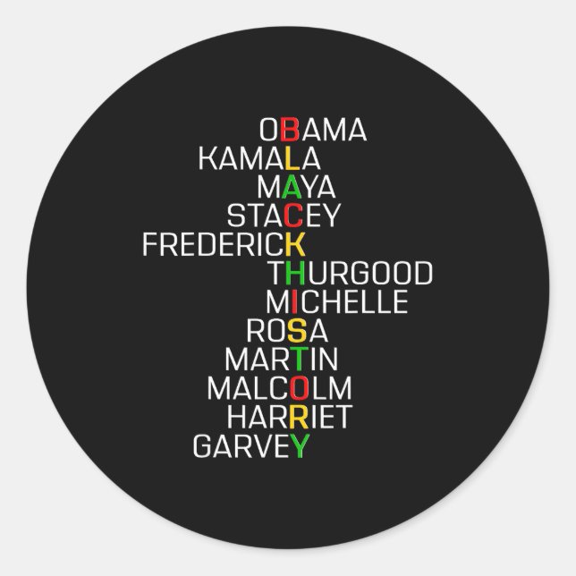 Sticker Rond Black History Black Leaders Melanin African Men Wo (Devant)