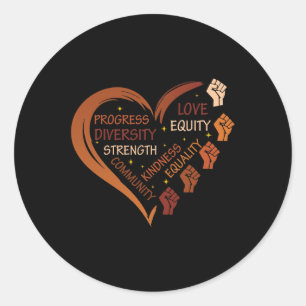 Sticker Rond Black History Fists Diversité Équité Melanin Afriq