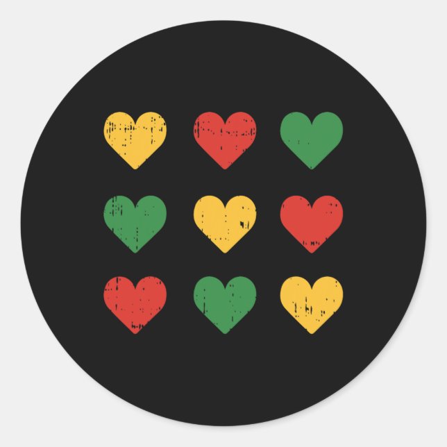 Sticker Rond Black History Heart JunetDix Melanin Pride Afric (Devant)