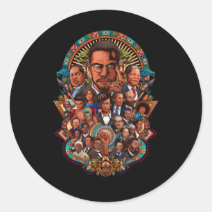 Sticker Rond Black History Leaders Collage Inspirational Africa