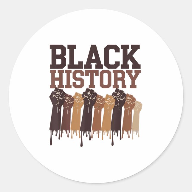 Sticker Rond Black History Month Hands Symbol Afro Motivation  (Devant)