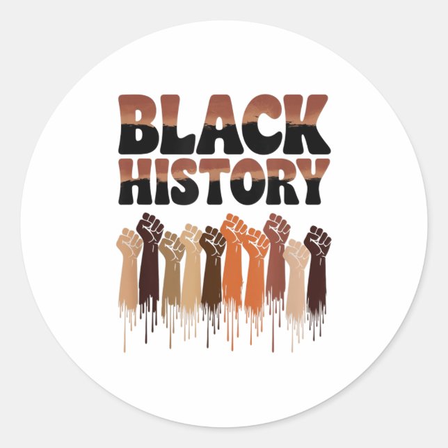 Sticker Rond Black History Month Hands Symbol Afro Motivation  (Devant)