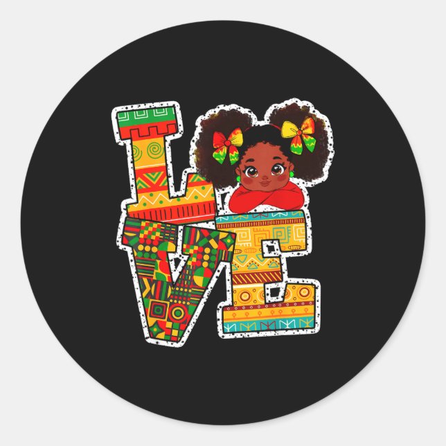 Sticker Rond Black History Month Love Afro Toddler Girls Americ (Devant)
