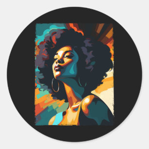Sticker Rond Black History Moth Melanin Queen Black Girl Afric