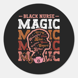 Sticker Rond Black History Nurse Magic Afro Girl Melanin Nursin