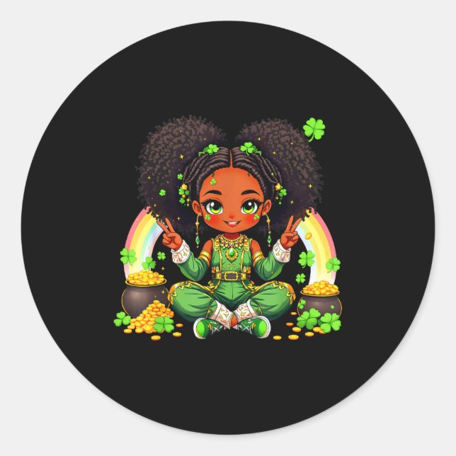 Sticker Rond Black Irish Afro Black Girl African American St Pa (Devant)