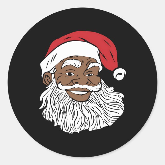 Sticker Rond Black Jolly Père Noël amusant Africain-Américain P (Devant)