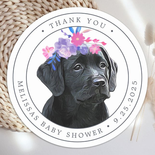 Sticker Rond Black Lab Girl Baby shower Merci de  (Créateur téléchargé)