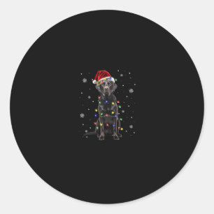 Sticker Rond black lab labrador chien lumières de Noël xmas pèr