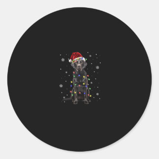 Sticker Rond black lab labrador chien lumières de Noël xmas pèr