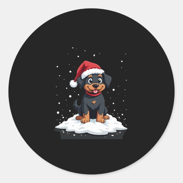 Sticker Rond Black Labrador Christmas Santa Hat Xmas Pajama T-S (Devant)