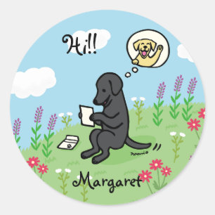 Sticker Rond Black Labrador et lettre d'un ami