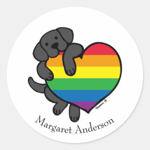 Sticker Rond Black Labrador Rainbow Pride