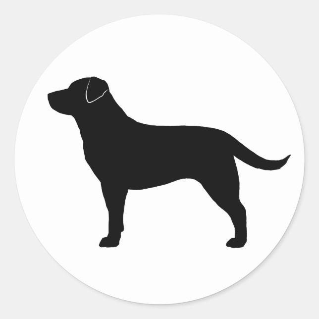 Sticker Rond Black Labrador Retriever Black Lab Dog Silhouette (Devant)