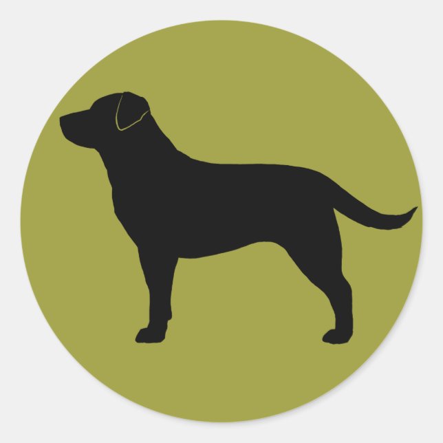 Sticker Rond Black Labrador Retriever Black Lab Dog Silhouette (Devant)