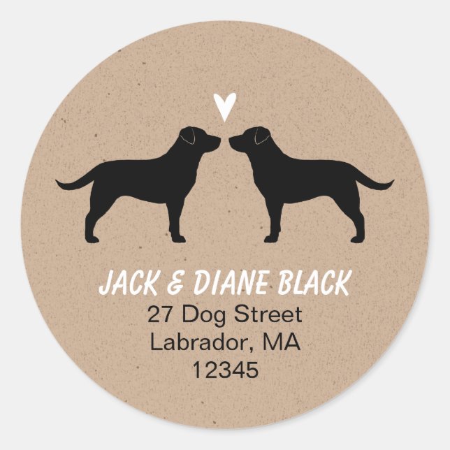 Sticker Rond Black Labrador Retrivers Adresse de retour (Devant)