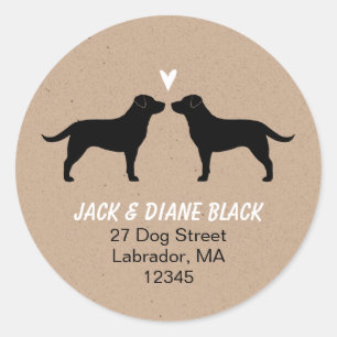 Sticker Rond Black Labrador Retrivers Adresse de retour
