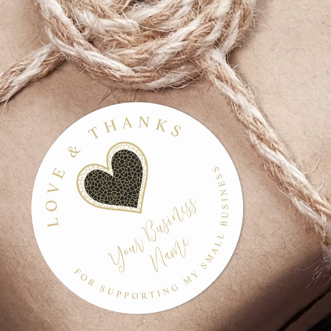 Sticker Rond Black Lace Effect Heart Love & Thanks Supporting  (Créateur téléchargé)