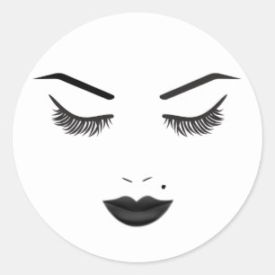 Sticker Rond Black Lips maquillage visage sourcils lèvres glam 