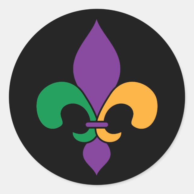 Sticker Rond Black Mardi Gras Fleur de Lis (Devant)
