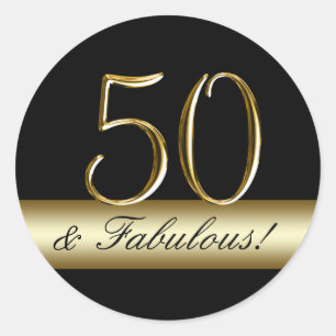 Sticker Rond Black Metallic Gold 50e anniversaire