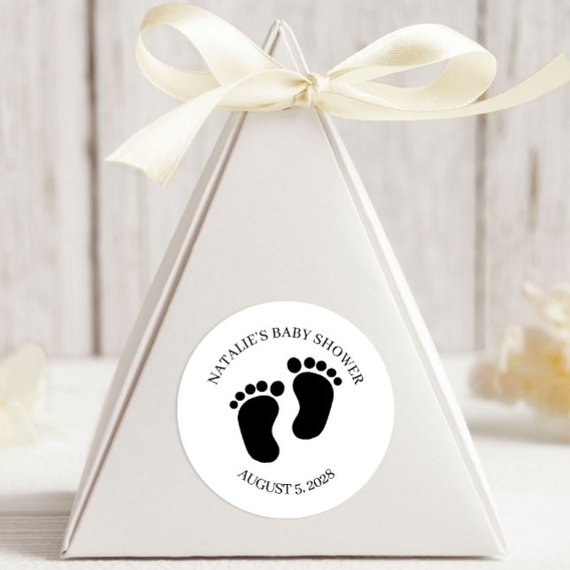 Sticker Rond Black Modern Simple Script Baby Shower (Créateur téléchargé)