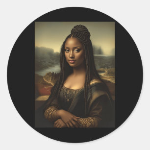 Sticker Rond Black Mona Lisa Afro-Américaine Noire Histoire Lun