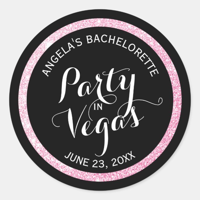 Sticker Rond Black n Rose Parties scintillant Party à Vegas Bac (Devant)