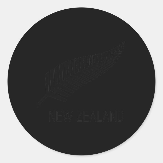 Sticker Rond Black New Zealand Fern Shirt Mens Black Proud Kiwi (Devant)