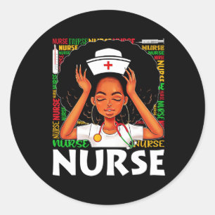 Sticker Rond Black Nurse Afro Femme Junetten Black History Mo