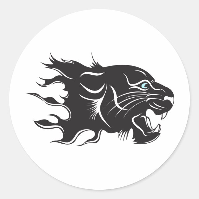 Sticker Rond Black Panther Blue Eyes (Devant)