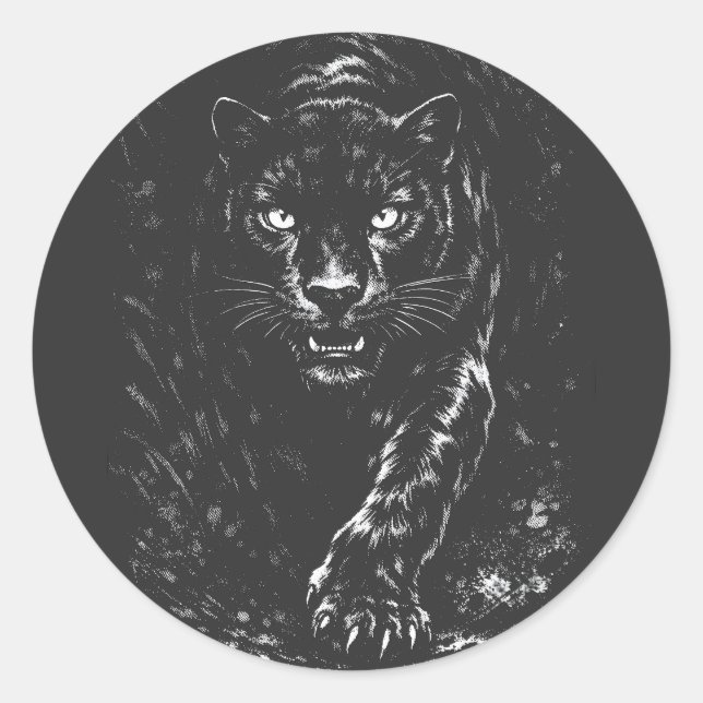 Sticker Rond Black Panther — par BurnsInHell (Devant)
