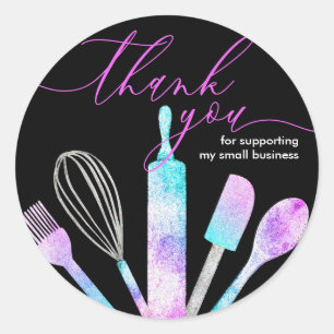 Sticker Rond Black Pastry chef boulangerie outils merci